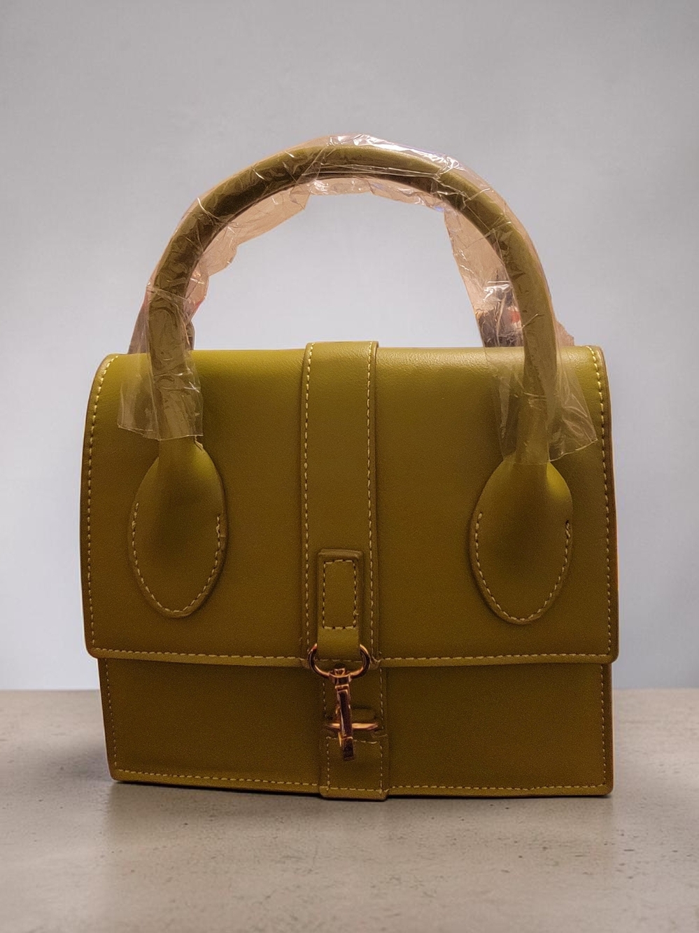 Structured Top-Handle Satchel in Olive